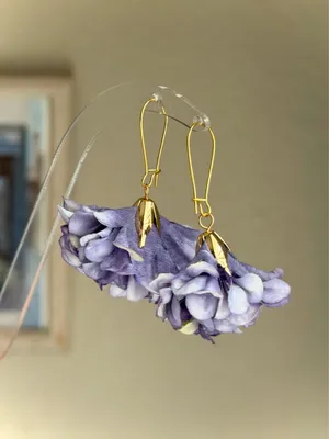 Handmade fairy cute flower unique style dangle earrings💜 thumbnail 3