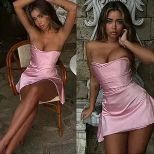 House of CB Jasmine Rose Pink Draped Strapless Corset Dress XS thumbnail 6