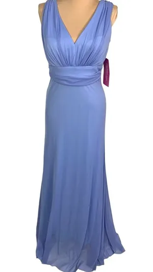 Tawny PromGirl Blue Maxi Dress Gown L Lace Detail Racerback Design Prom Wedding thumbnail 1