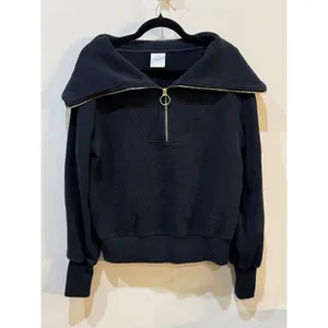 Varley Women's Small Vine Half Zip Black Ottoman Sweatshirt Ribbed Oversized thumbnail 3