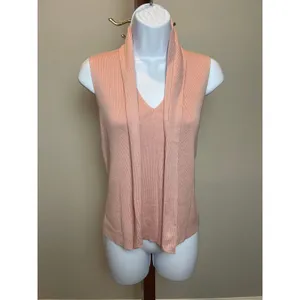 Ann Taylor Pink 100% Silk Sleeveless Tie Mock Neck Top Size M thumbnail 3