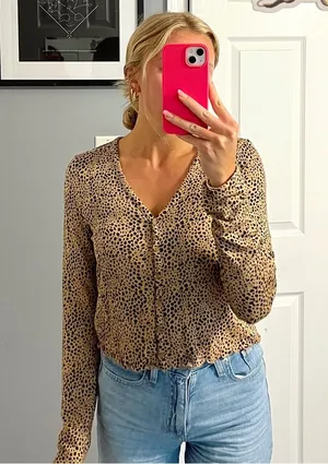 American Eagle Cheetah Leopard Blouse thumbnail 1