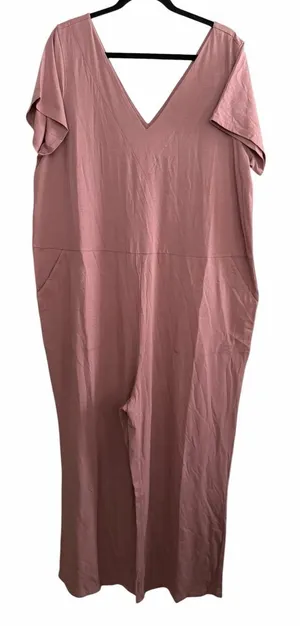 Universal Standard Pima Cotton Modal V-Neck Jumpsuit Pink Size Small‎ (14-16) thumbnail 1