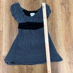 Max Studio Specialty Black Blue Geometric Babydoll Top Women's Small Office Chic thumbnail 4
