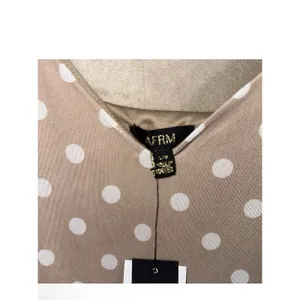 NEW AFRM Midi Dress Women Sz Large Tan Polka Dot Lined Mesh Spaghetti Strap thumbnail 4