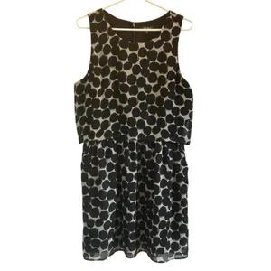 Lucky Brand Poka dot sleeveless silk dress elastic waist pockets Medium thumbnail 2