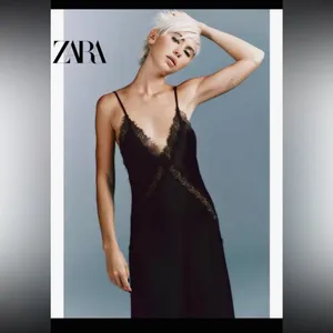 Zara SATIN LACE MIDI DRESS S thumbnail 5