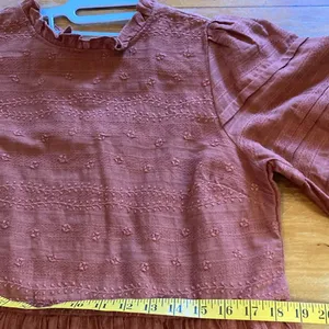 Universal Threads Puff Short Sleeve 100% Cotton Ruffle Mini Dress Burnt Orange S thumbnail 8