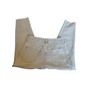 Old Navy O.G. Straight Jeans Women 2 Tan High Rise Raw‎ Hem Neutral Casual Core thumbnail 3