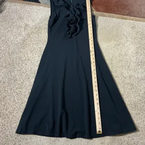 Lauren Ralph Lauren Ruffle Eyelet Knit Dress Womens XS Black Sleeveless A-Line thumbnail 2