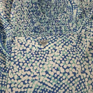 Columbia PFG Halter Dress Medium Blue Aqua Print Smocked Back Beach Sundress thumbnail 10