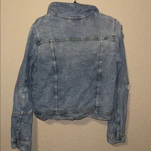 Free People Light Blue Distressed Denim Jacket thumbnail 10