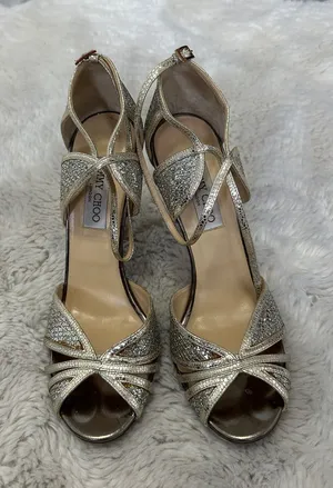Jimmy Choo Glitter High Heel Sandals Champagne thumbnail 1