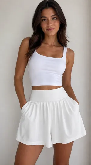 Halara White SoftZero Airy Shorts with Skirt Overlay S thumbnail 1