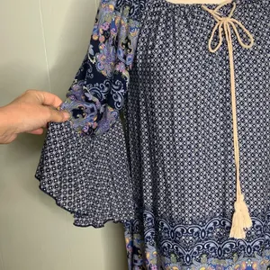 Altar’d State Blue/White/Lavender Boho Bell Sleeve Mini Dress Tunic S thumbnail 10