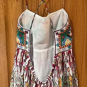 ZARA Geometric Print Straight Neck Strappy Embroidered Short Dress Size‎ Small thumbnail 15