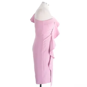Lavish Lice Scuba Midi Dress with Corset Bodice & Dramatic One-Shoulder Ruffle thumbnail 7