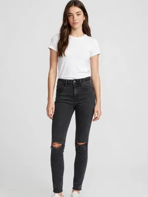 American Eagle Black Ripped Jegging 0L Super Stretch X  thumbnail 7
