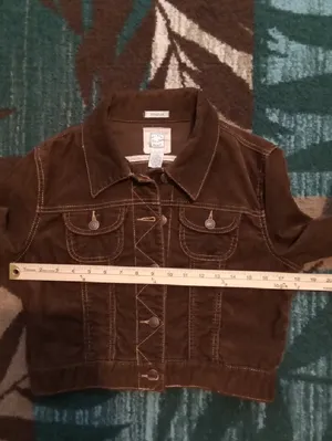 Old Navy Brown Corduroy Cropped Jacket Vintage Y2k Layering Womens S thumbnail 8