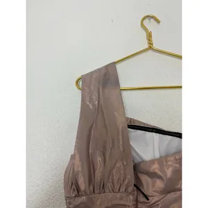 NWT TOPSHOP One Shoulder Cocktail Metallic Foil Mini Dress Gold Pink Size 2 thumbnail 14