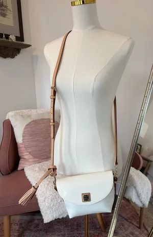 Dooney & Bourke White Crossbody with Tan Strap thumbnail 1