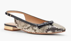 NIB TALBOTS EDISON BOW EMBOSSED SLINGBACK FLATS 100% Leather thumbnail 3