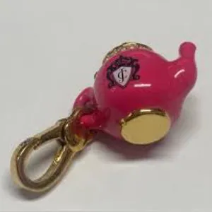RARE LIMITED EDITION Juicy Couture Pink/Gold Tea Kettle- Bag or Necklace Charm thumbnail 6