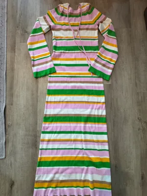 Show Me Your Mumu Vacay Maxi Dress Multi Rib Knit sz L thumbnail 2