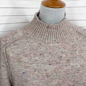 Loft Speckled Mock Neck Space‎ Dyed Tunic Sweater Tan Multi Size Small thumbnail 5