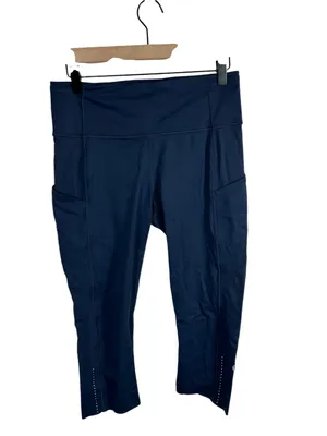 Lululemon Fast & Free Crop II Nulux 19” True‎ Navy Running Leggings Size 10 thumbnail 3