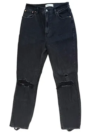 Abercrombie & Fitch‎ Ankle Straight Jeans 27 4 Ultra High Rise Black Distressed thumbnail 1