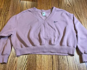 Nike Sportswear Phoenix Fleece Women's Cropped V-Neck Top Smokey Mauve thumbnail 1
