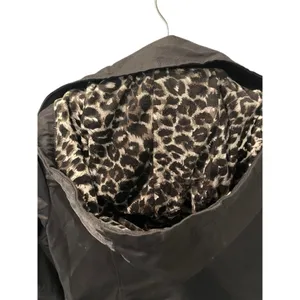 Vintage Y2K Guess Leopard Print Nylon Belted Hooded Trench Coat Size Large Black thumbnail 9