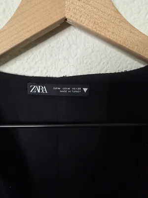 Zara Dress Size Womens Textured Mini‎ Weave Tweed Black Blazer Ruffle Dress M thumbnail 5