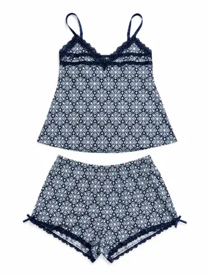 Laura Ashley 2-Piece Pajama Set | Women’s M | Lace Trim Cami & Shorts thumbnail 1
