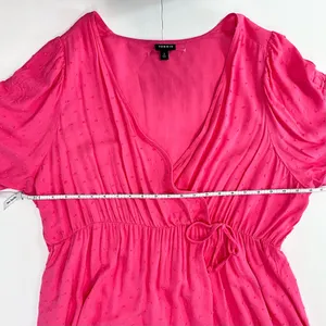 NWOT Torrid Pink‎ Swiss Dot Surplice Pockets Midi Dress 2X thumbnail 9