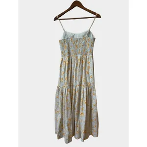 Christian Lacroix‎ Blue Floral Linen Blend Tiered Maxi Dress Small Cottagecore thumbnail 6
