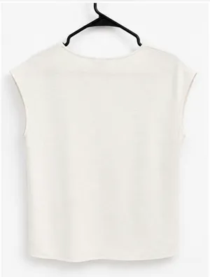 Express White V-Neck Cap Sleeve Textured Shell Blouse - Size M thumbnail 4