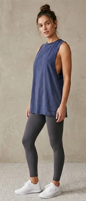Free People Movement‎ Love Tank Navy Blue Muscle Tank Top XS a036 thumbnail 1