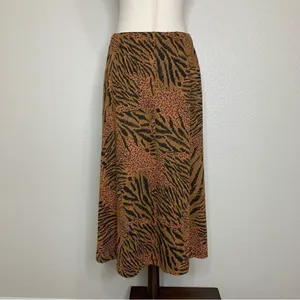 Silver Threads Vintage Animal Print Stretchy Knit Pull On Midi Skirt, Sz Medium thumbnail 6