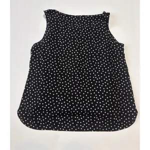 White House Black Market‎ Polka Dot Sleeveless Shell Top Black White Large thumbnail 2