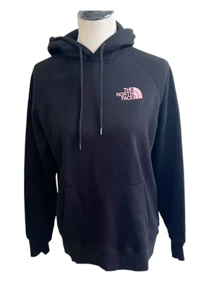 The North Face Hoodie Women's Medium Black Chest Logo Kangaroo Pocket Athleisure thumbnail 1