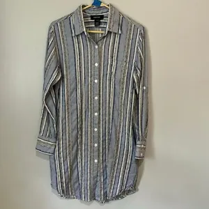 Karen Kane Knee Length Long Sleeve Blue & White Textured Dress XS #768 thumbnail 2