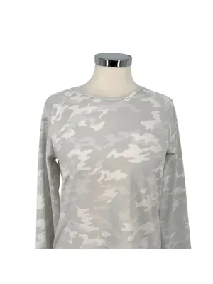 Spanx Better Base Crew Long Sleeve Camo Print Athleisure Activewear Top Large thumbnail 2