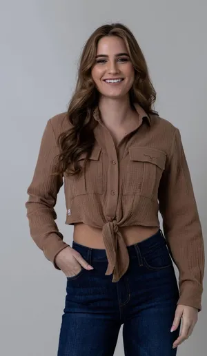 Kimes Ranch TORREAN TIE UP Cropped Button top Size Small thumbnail 1