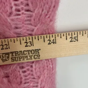 LOFT Pink Cable‎ Open Knit Crew Neck Sweater Womens XL Wool Blend Lightweight thumbnail 7