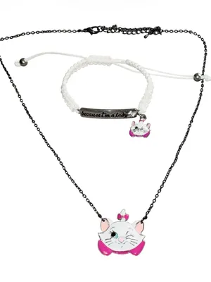 Disney Marie Aristocats Matching Necklace Bracelet Set thumbnail 1