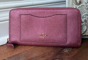 Coach Metallic Crossgrain Leather Zip-Around Long Wallet F21068 thumbnail 1