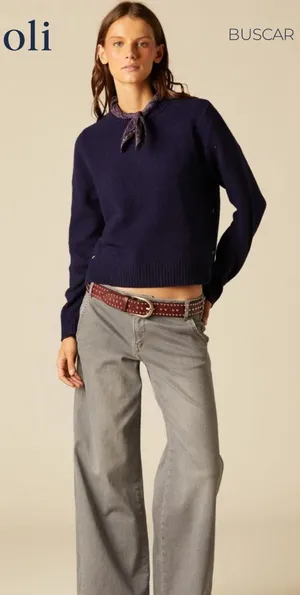 Nicoli Wide Leg Low-Rise Women's Jeans in Light Gray wash double button thumbnail 1