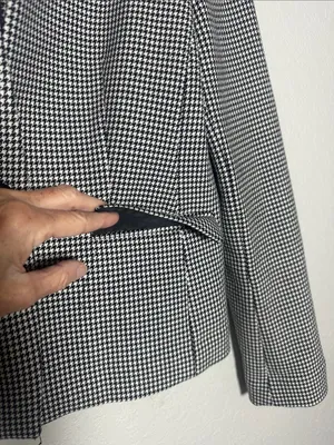 NEW Banana Republic Black White Houndstooth Cropped Blazer Classic Preppy Size 4 thumbnail 7